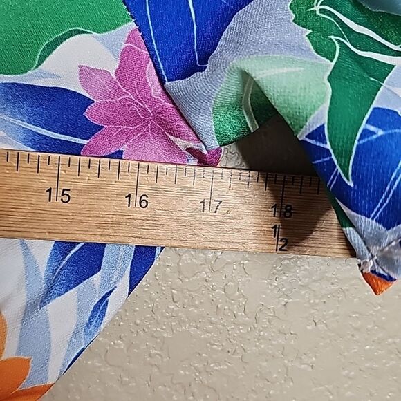 NWT Small Blazer Top Puff Sleeve tropical print with belt - Picture 9 of 9